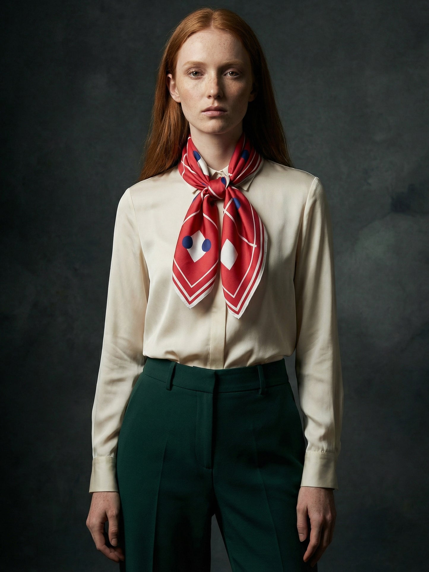TRAME | Squaïr Red Silk Satin Scarf | 90×90 cm