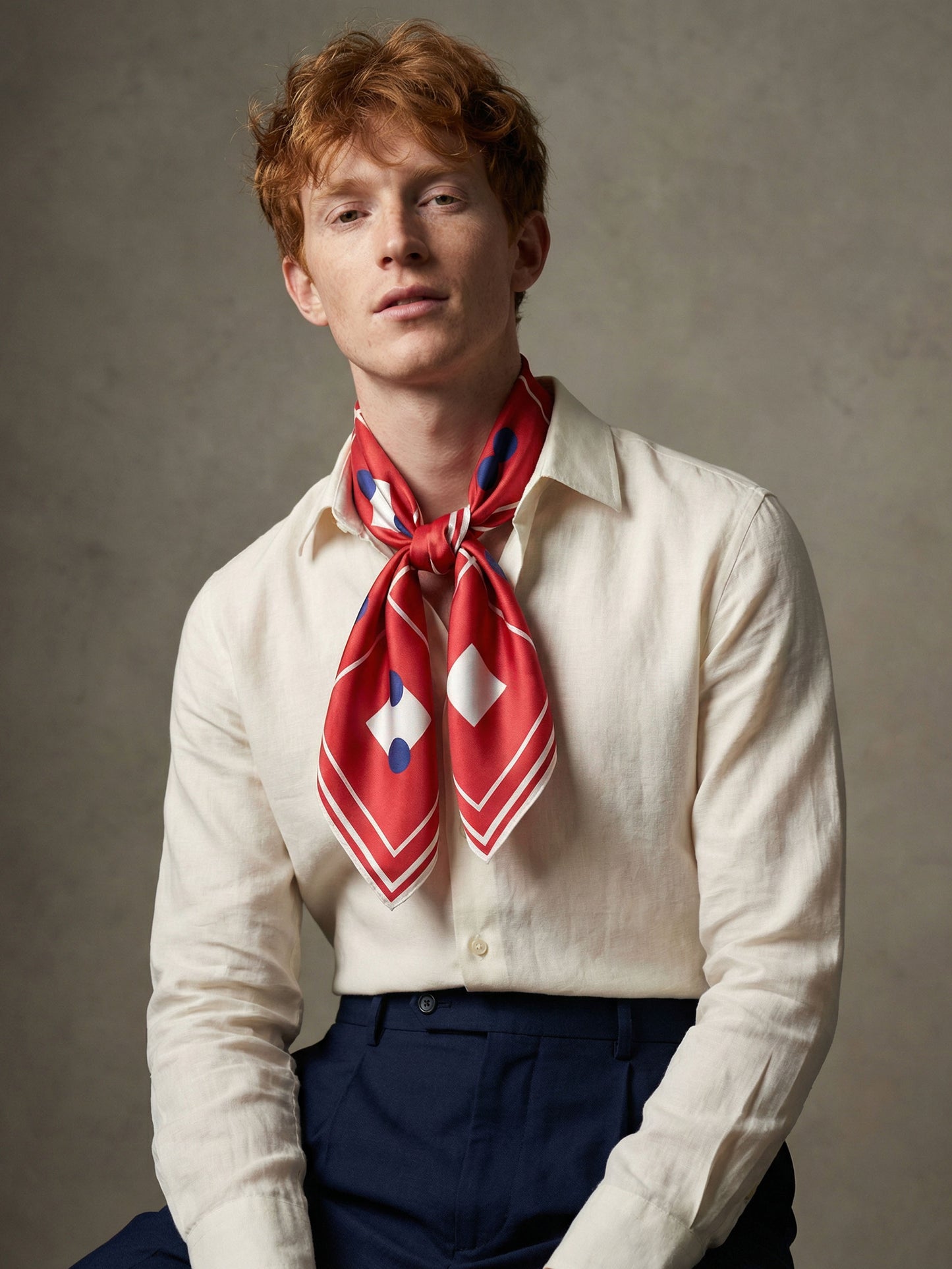 TRAME | Squaïr Red Silk Satin Scarf | 90×90 cm