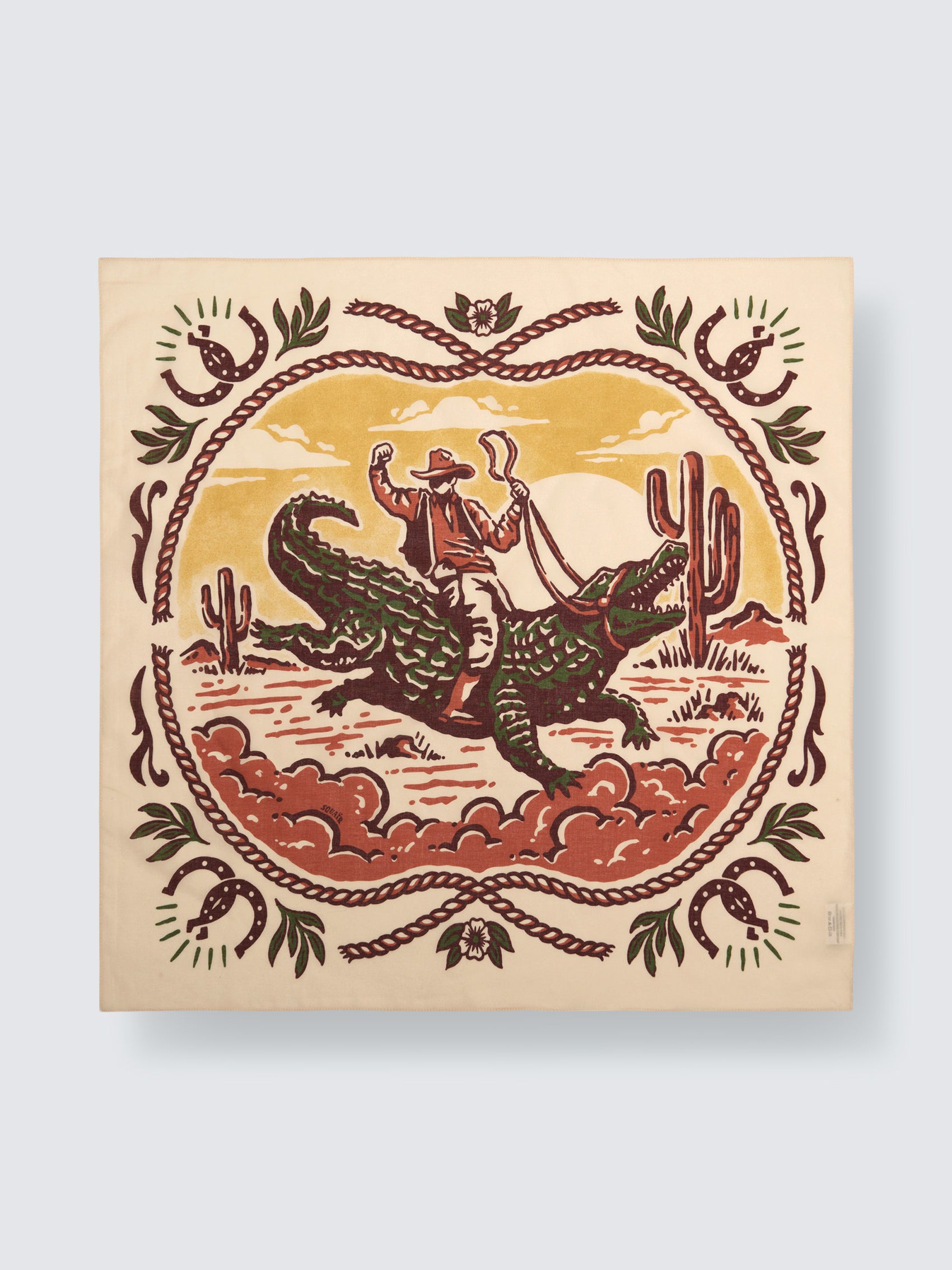 WESTERN FANGS | Chili Red Cotton Bandana | 66×66 cm