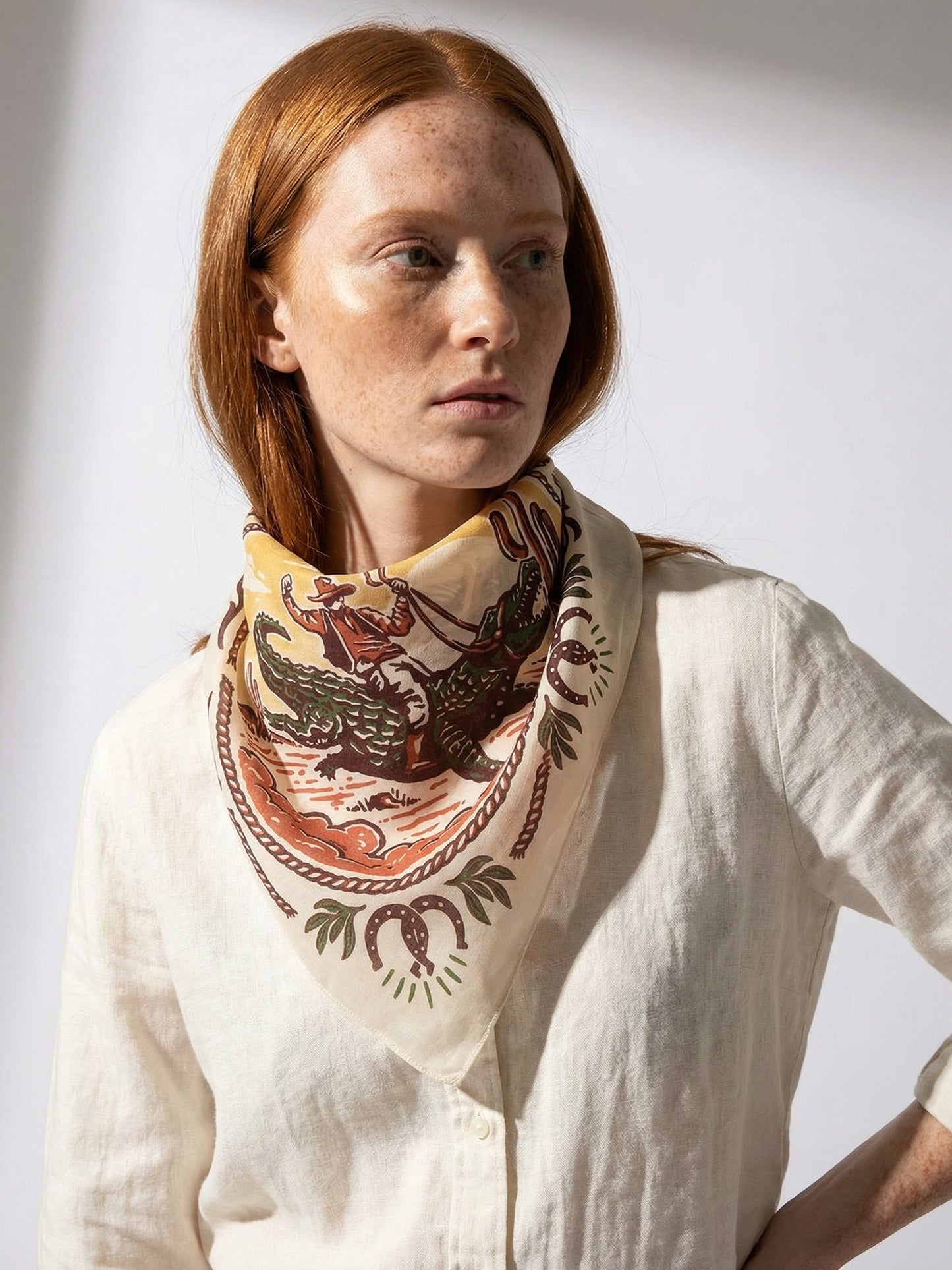 WESTERN FANGS | Chili Red Cotton Bandana | 66×66 cm