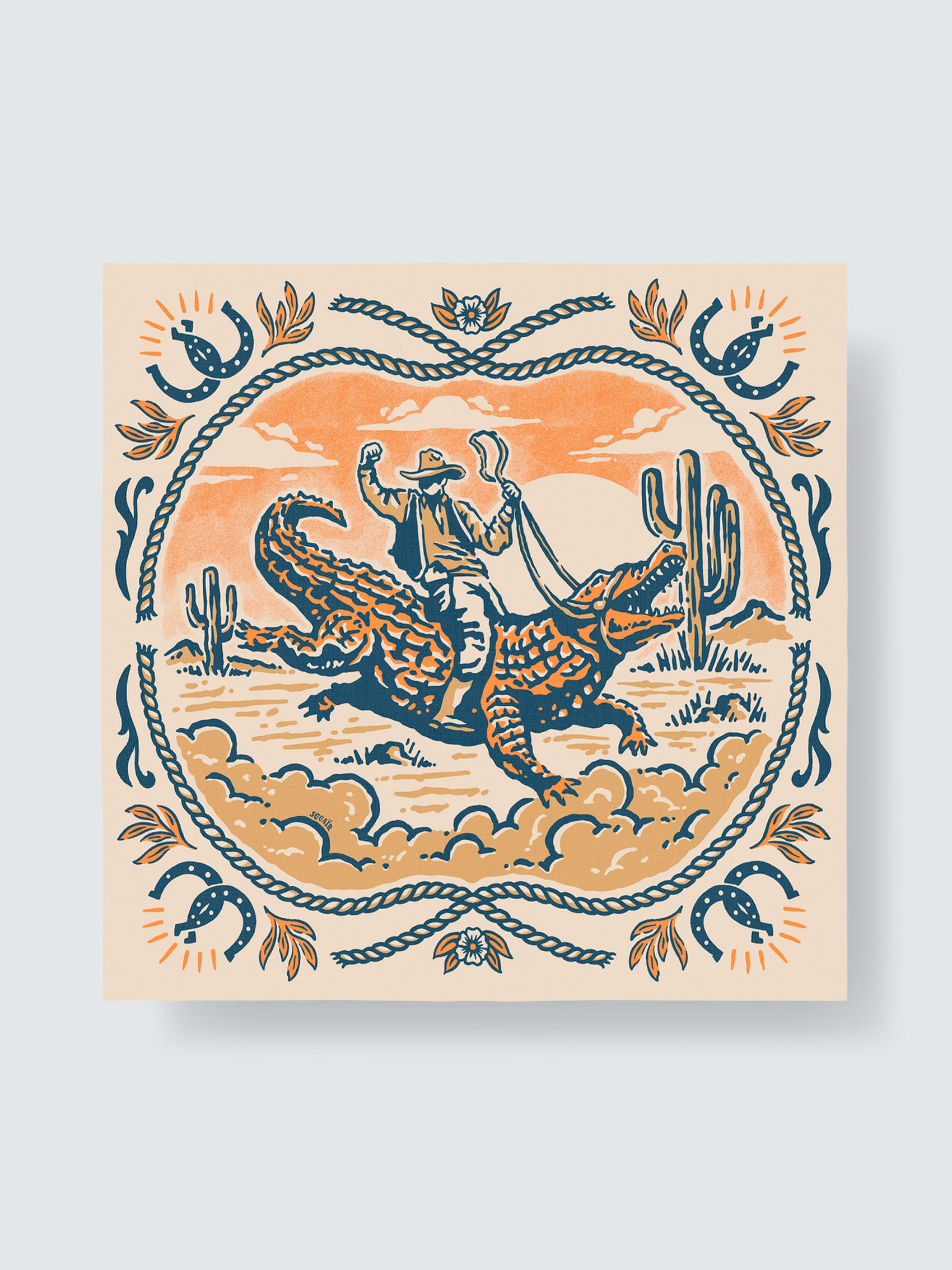 WESTERN FANGS | Mojave Sand Cotton Bandana | 55×55 cm
