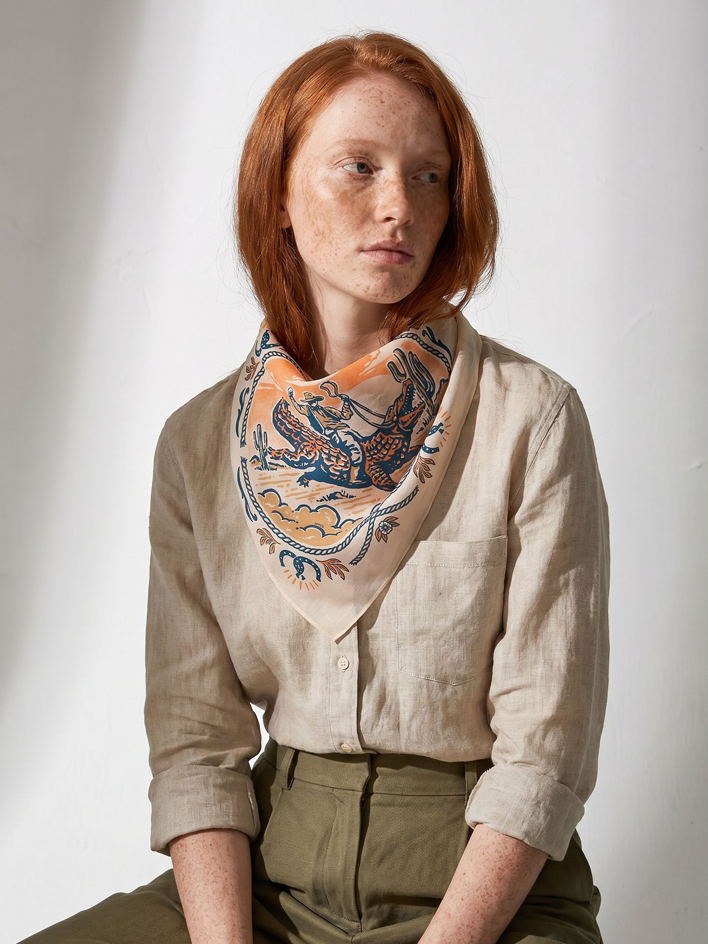 WESTERN FANGS | Mojave Sand Cotton Bandana | 55×55 cm